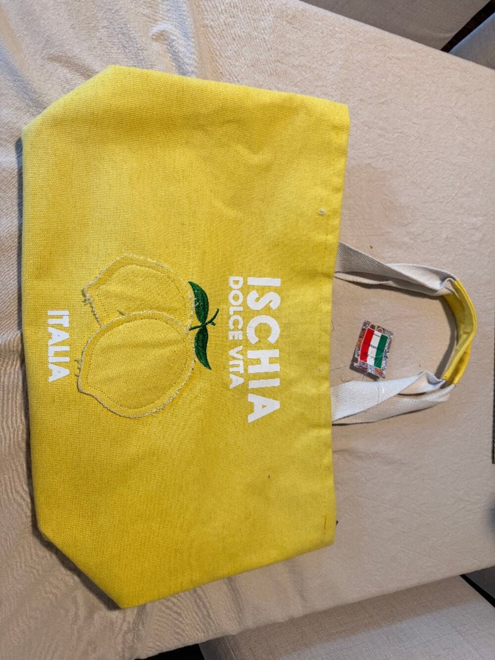Italian Yellow Tote Bag - Ischia Dolce Vita with Lemon Applique NWT